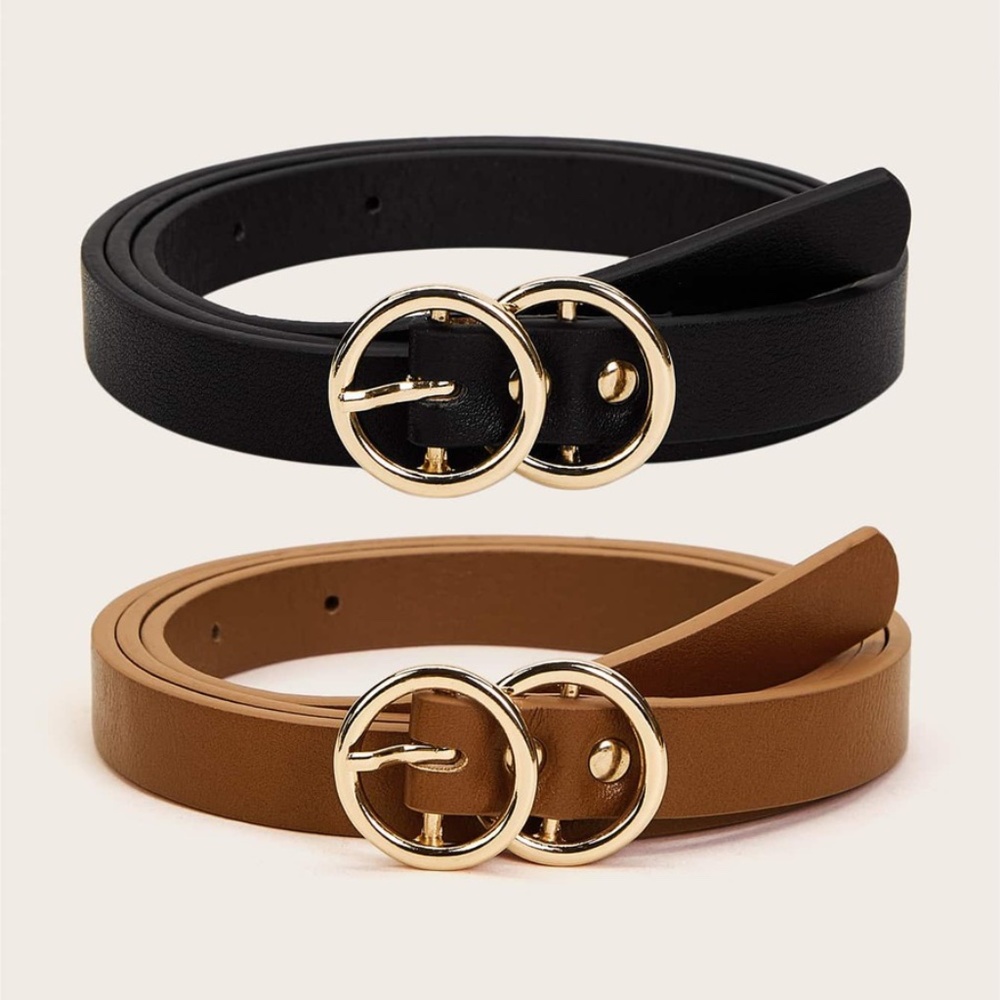 Classic skinny Double circle belt set - Picture 1 of 4
